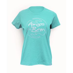 Camiseta Azul Beach Feminina Logo Amigos do Bem